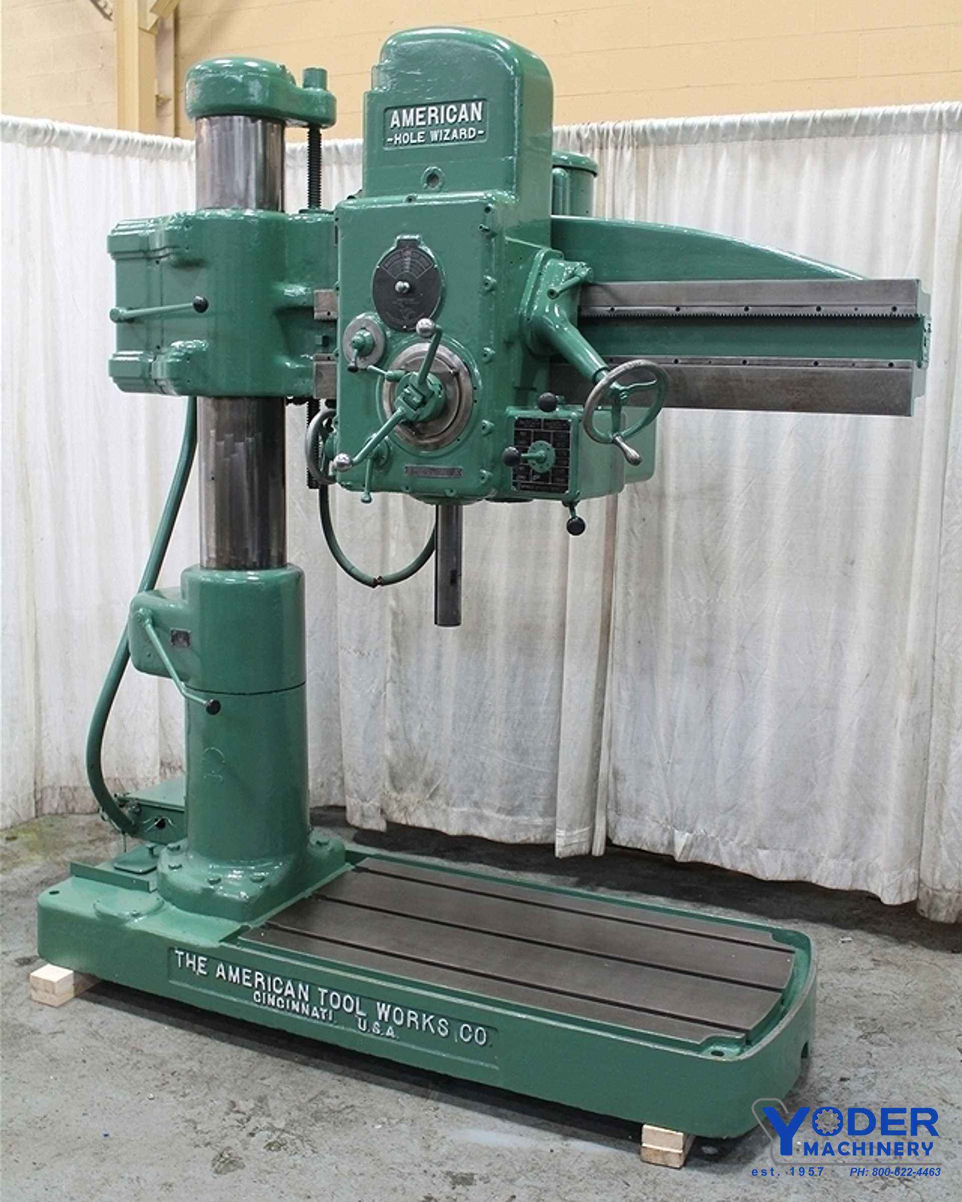 4' -9" American #Hole-Wizard, radial arm drill, power elevation, 30" x53" base, 5 HP, #62917 - Image 7