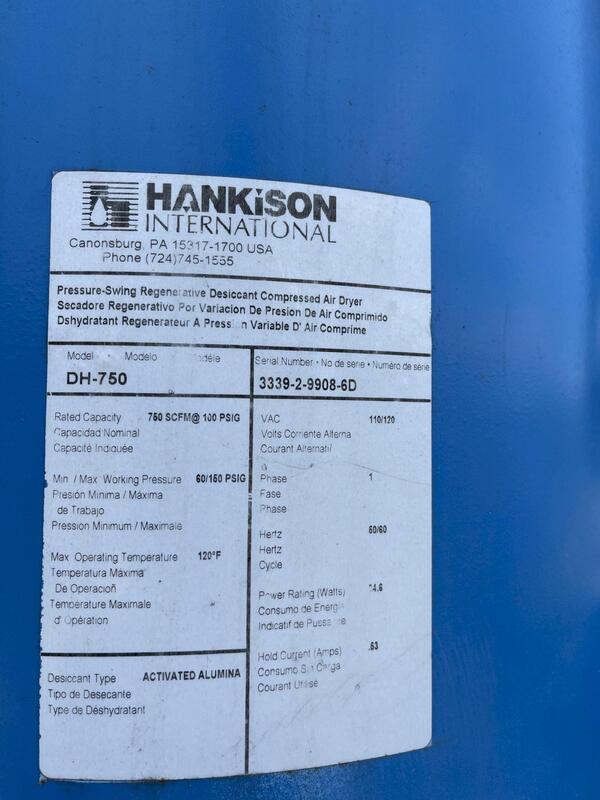 750 scfm, Hankison #DH-750, regenerative air dryer, serial #3339-2-9908-6D, 1999 - Image 2