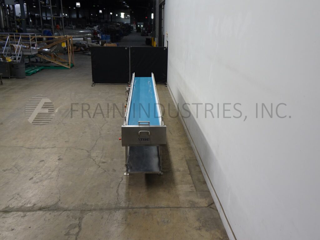 24" wide x 9.2' long, Two Rivers Enterprises, belt conveyor, 45" infeed/discharge height, 6" H UHMW product - Image 3