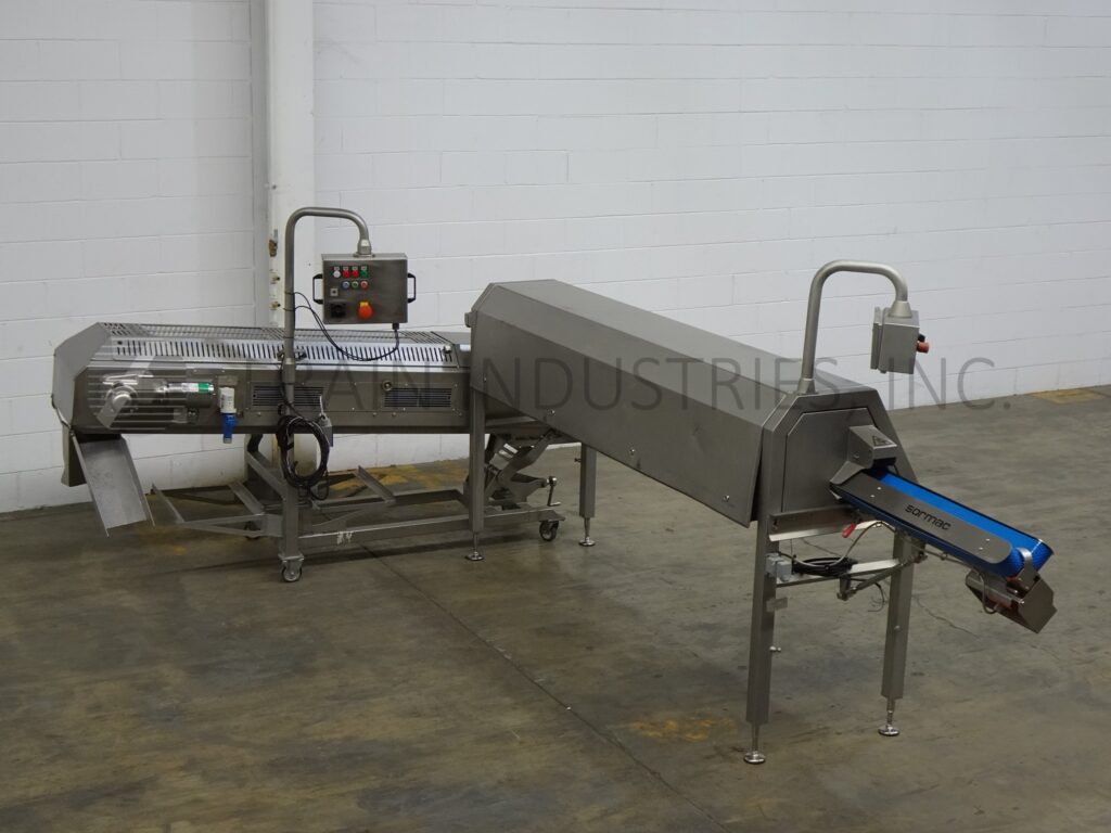 Sormac #WOS-1A/UP-8000, peeler, topper & segmentor, 75-85 pieces/minute, swing arm controller, mounted on - Image 1