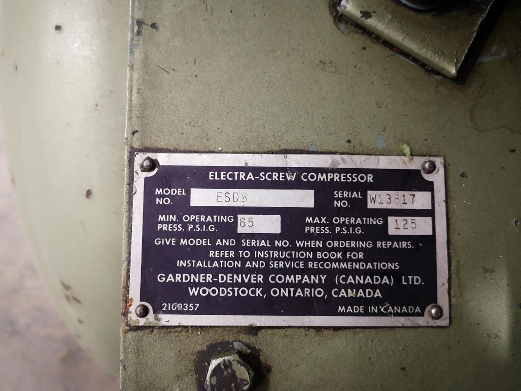 125 psi, Gardner Denver #ESDB, rotary screw air compressor, tank mounted, 15 HP - Image 4