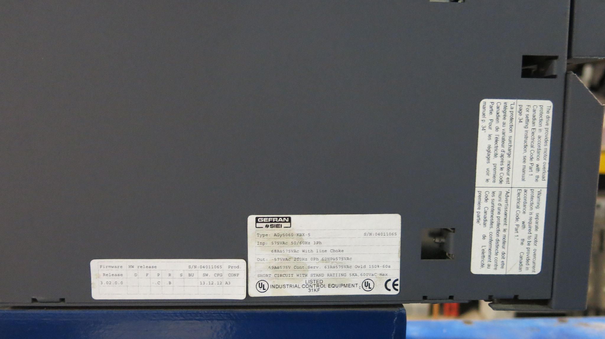 Gefran Siei #AGYS5060-KBX-5, Artdrive G, general purpose inverter, 575 VAC - Image 4