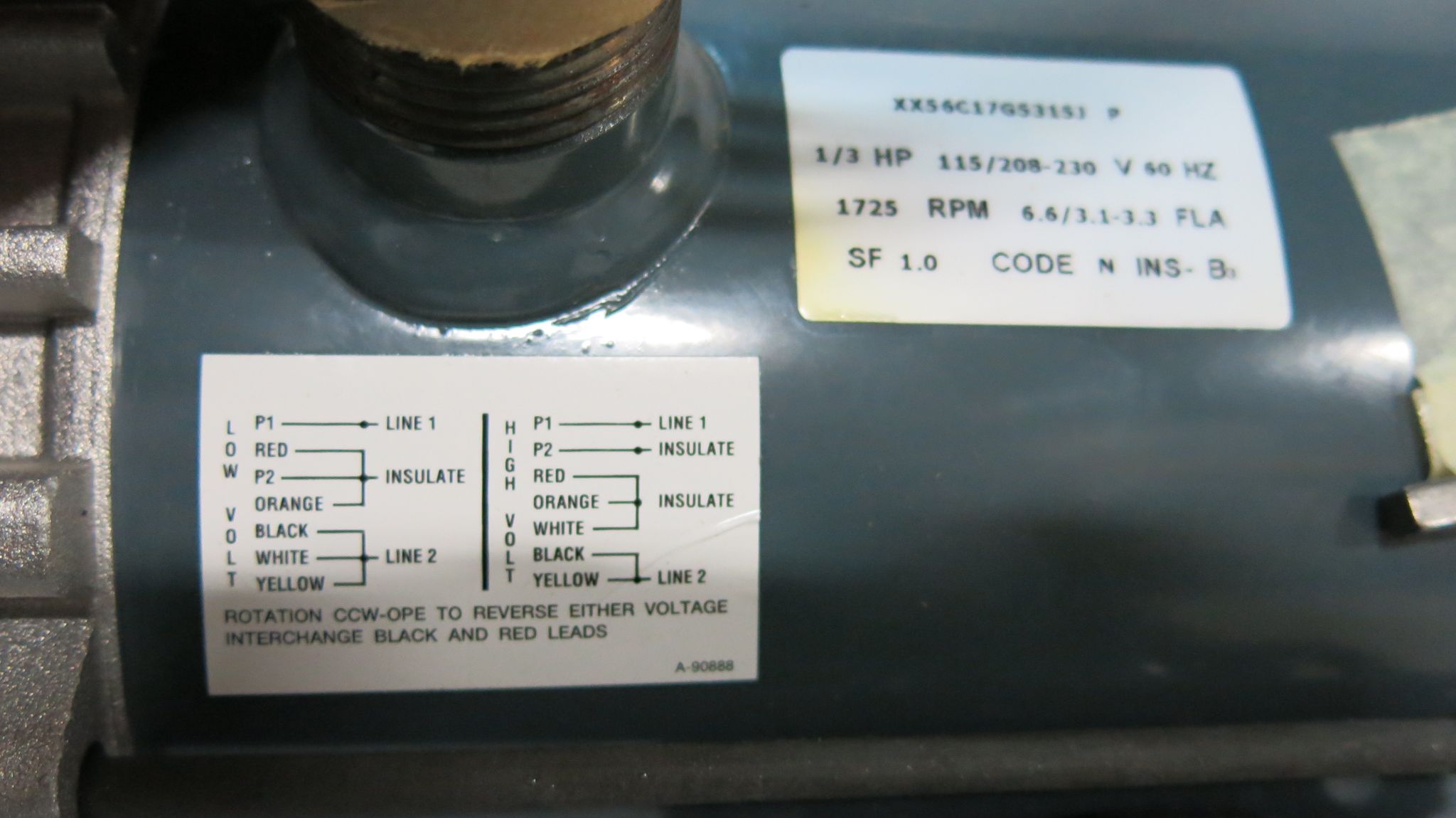 .3 HP 1725 RPM Marathon S87-939 56C17G5315J-P, Frame 56, explosion proof motor, 115/230 Volts, new - Image 5