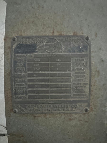 600 HP 890 RPM Louis Allis, Frame 689, ODP, 2300 Volts (2 available) - Image 2