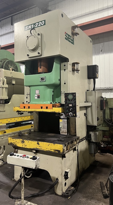 220 Ton, Seyi #SN1-220, single pt gap frame press, 8.66" stroke, 17.72" die height, 4.33" adj., 25-55 SPM - Image 2