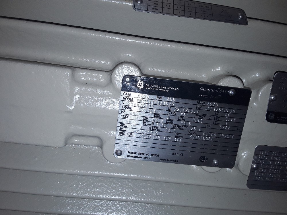450 HP 3600 RPM General Electric, Frame 5010/11LS, TEFC, Ball, IEEE 841, 2300/4160 Volts, new, Q838/Q839 - Image 1