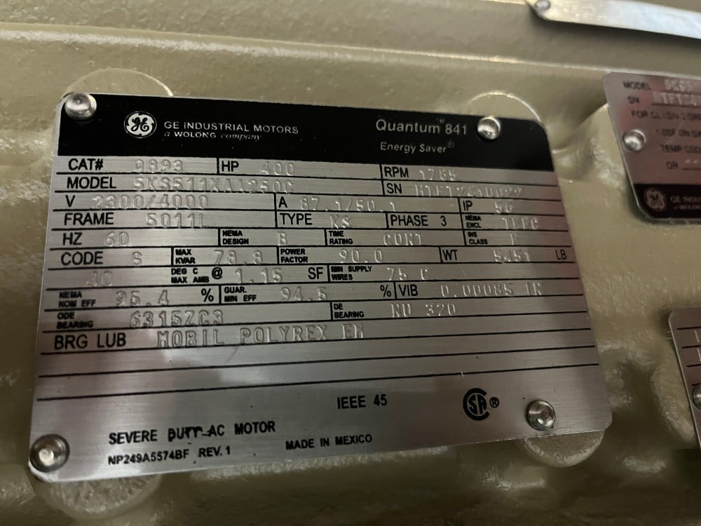 400 HP 1800 RPM General Electric, Frame 5010/11LL, TEFC, Ball, IEEE 841, 2300/4160 Volts, new, Q892 - Image 1