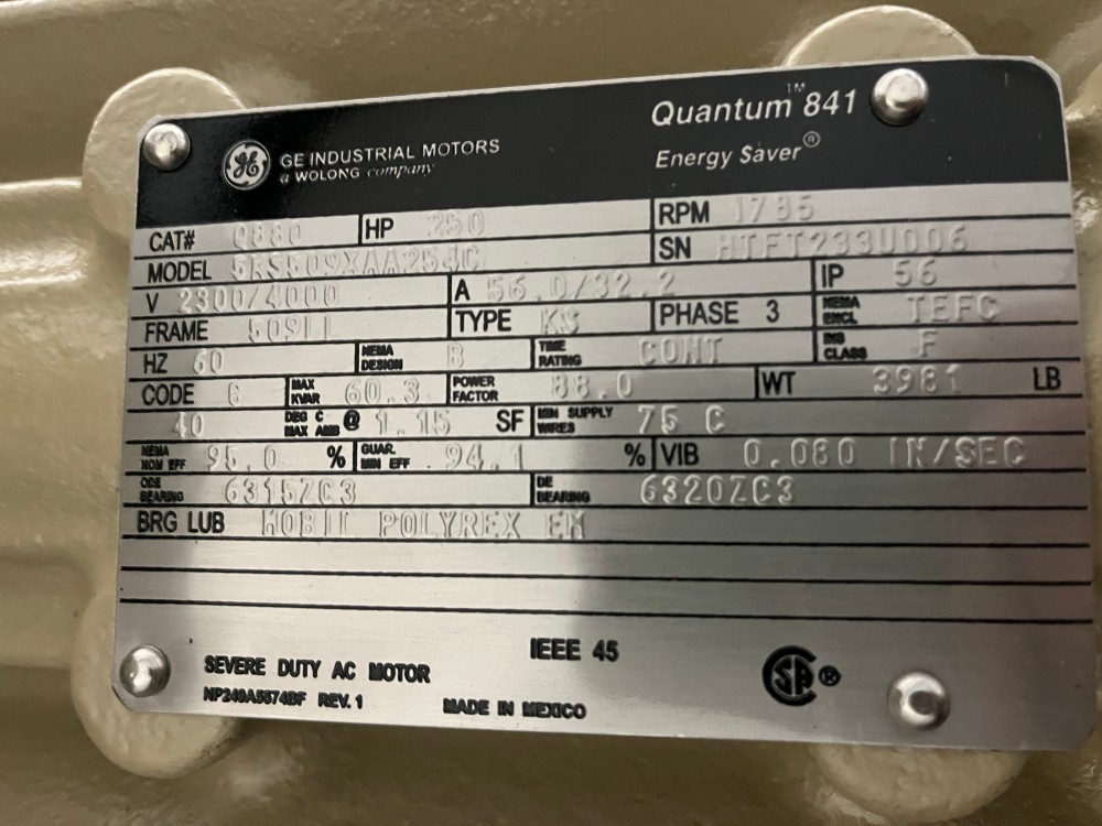 200 HP 1800 RPM General Electric, Frame 508/9LL, TEFC, Ball, IEEE 841, 2300/4160 Volts, new, Q880 - Image 1