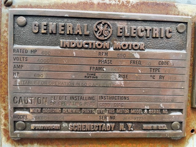600 HP 600 RPM General Electric, Frame 8411Z, WPISB, 4000 Volts - Image 2