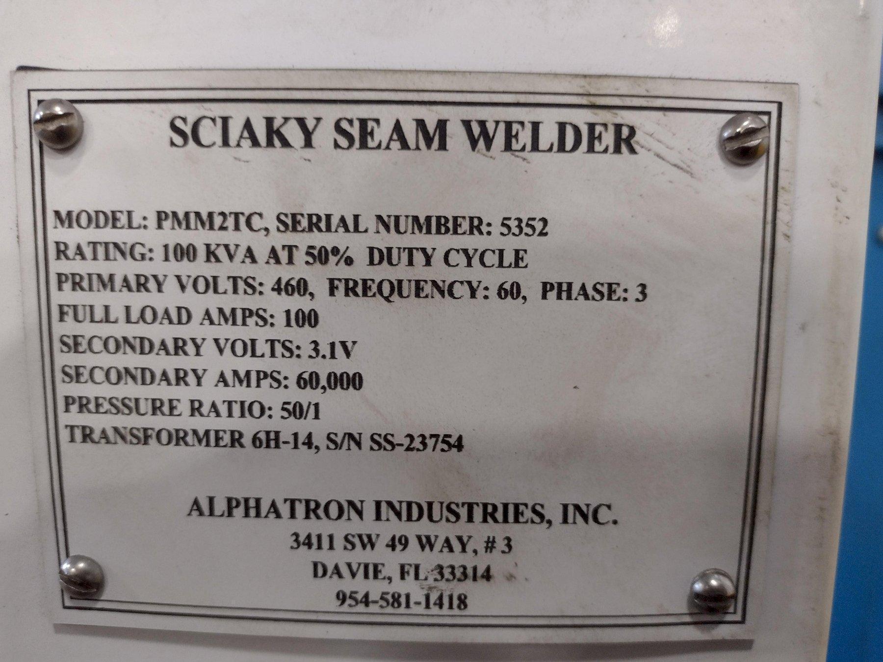 100 KVA Sciaky #PMM2TC, rotary seam welder, 10" X 36" throat, 5" stroke, 460V. - Image 4