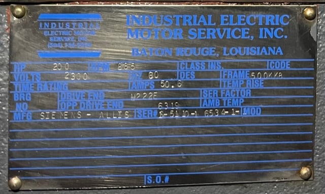 200 HP 900 RPM Siemens-allis, Frame 500KK8, WPIIBB, 2300 Volts - Image 3