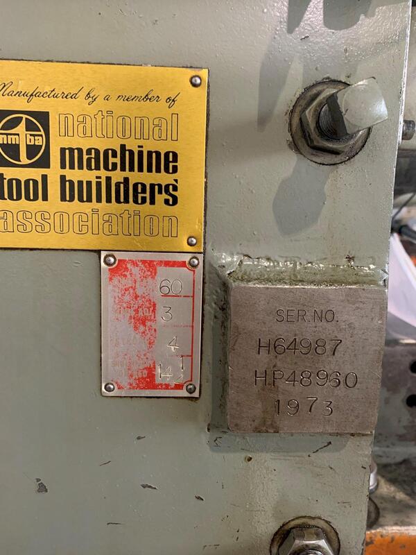 60 Ton, Bliss #C-60, OBI Press, 4" stroke, 14-1/4" Shut Height, 3" adj., 32" x21" bed, S/N H-64987,1972 - Image 5
