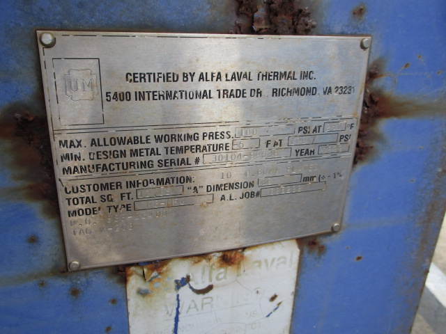 12 sq.ft., Alfa-Laval, M6-MFG, 10 plates, 150 psi, 230°F, 1999 - Image 9