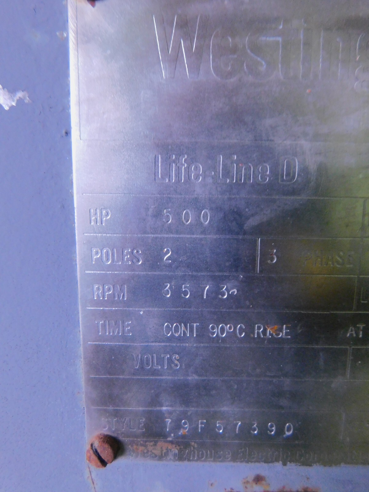 500 HP 3573 RPM Westinghouse LAC Induction Motor, Frame 5808-H, 2300 Volts, 2 Poles, 3 phase, Used - Image 7