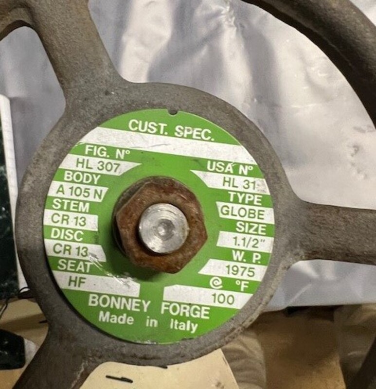 1-1/2" Boney Forge #HL-307, Globe Valve, Threaded, 1975 psi @ 100 F - Image 2