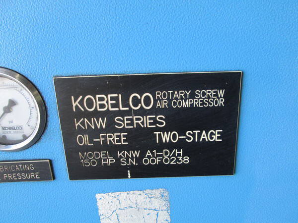 610 cfm, 150 psi, Kobelco #KNWAI-D/H, Oil-free air compressor, 150 HP - Image 2