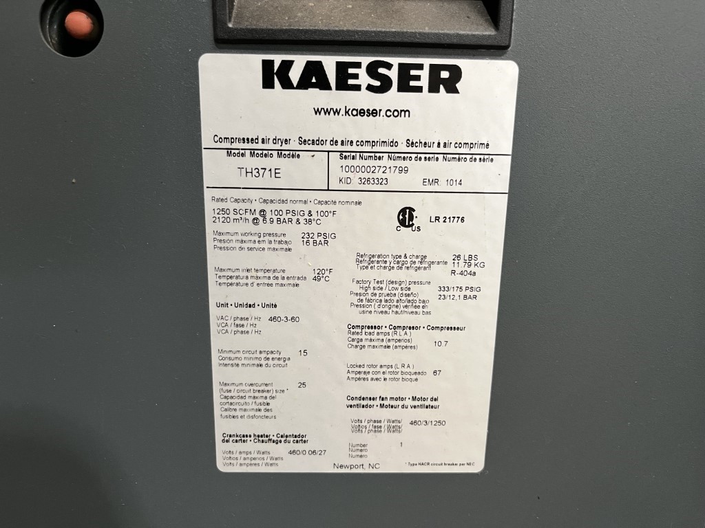 1250 scfm, Kaeser #TH371E, air dryer - Image 7