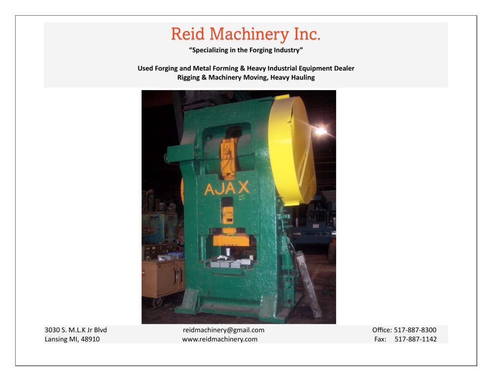 1000 Ton, Ajax mechanical press, 25 Shut Height, 40 SPM for Sale