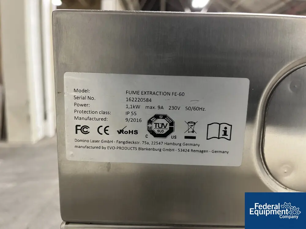 Domino #FE-60, Fume Extractor, Stainless Steel, 1.1 kW, 230 V, 2016 - Image 2