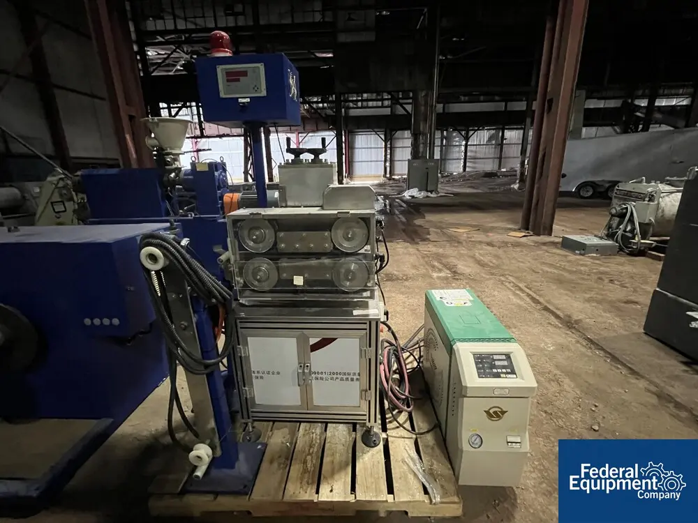 1.6" Cissco Machinery #ABS-40/28, strand extrusion line w/ single screw extruder, 28:1 L/D, 10 HP, 112' L - Image 2