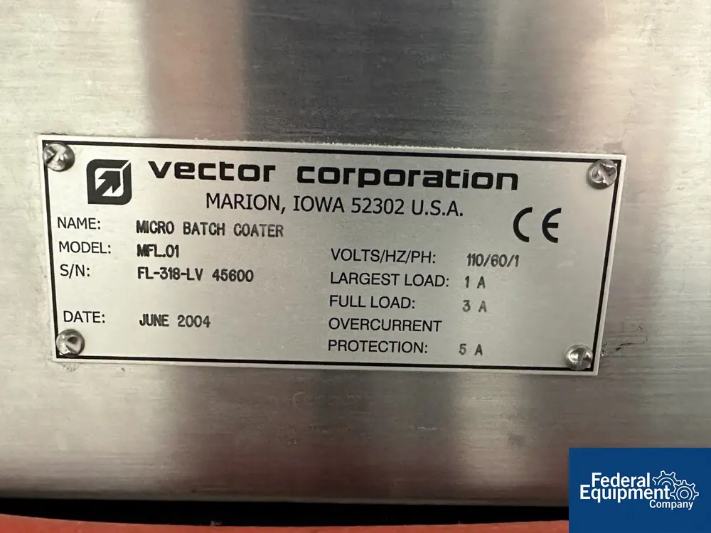 Vector Corp. #MFL01, Fluidized Air Bed Dryer/Coater, 110 V, 2004 - Image 2
