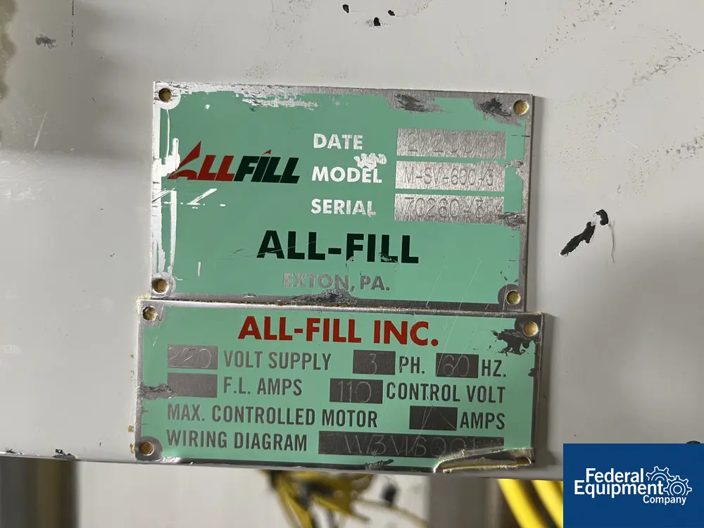 All-Fill #M-SV-600-3, Single Head Powder Filler, 220 V, 2007 - Image 2