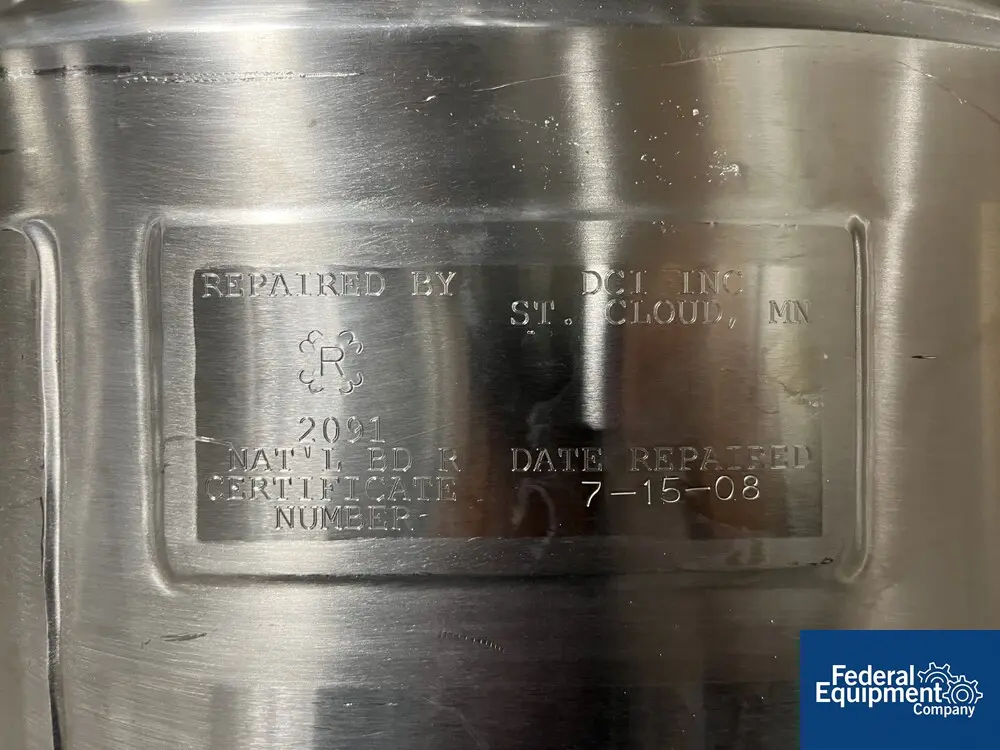 80 gallon DCI, Reactor, 316 Stainless Steel, 40" diameter x 11" straight side, 30 psi internal, 140 psi - Image 4