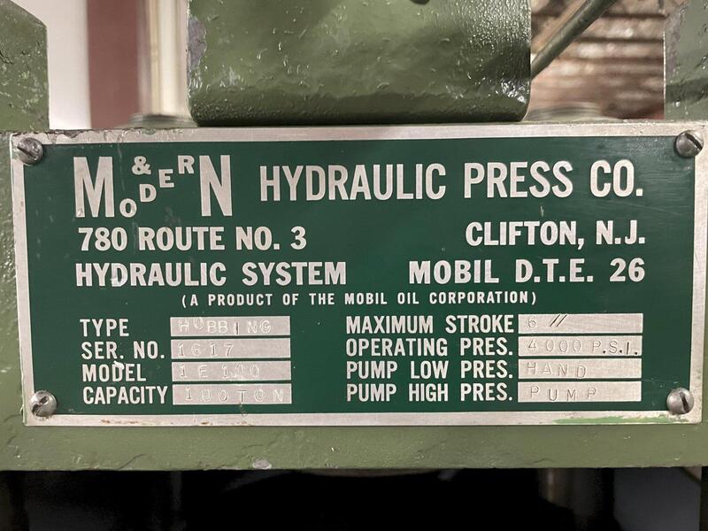 100 Ton, M & N #7E100, 4 post hobbing press, 6" stroke - Image 3