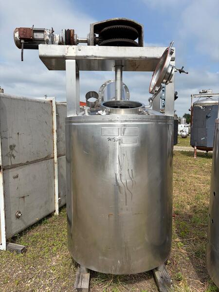 400 gallon Lee #250U, Stainless Steel jacketed mix tank, 48" dia. x 55" straight side, 100 psi - Image 1