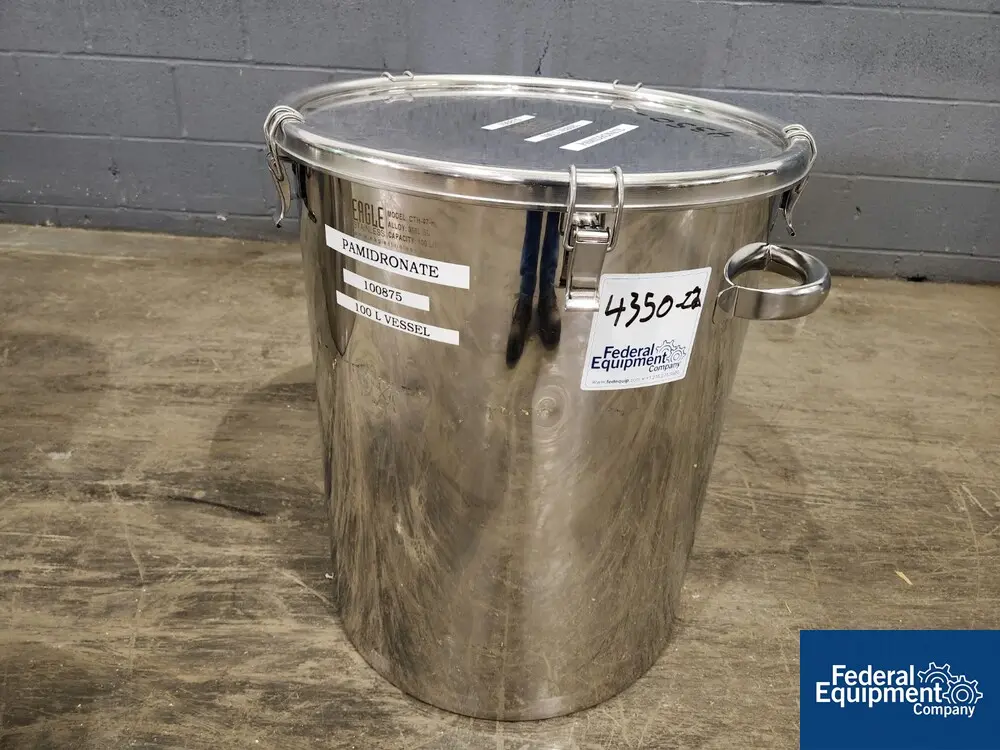 26 gallon Eagle Stainless Tank, Model CTH-47-H, 316L Stainless Steel, 18" diameter x 23" straight side, flat - Image 1