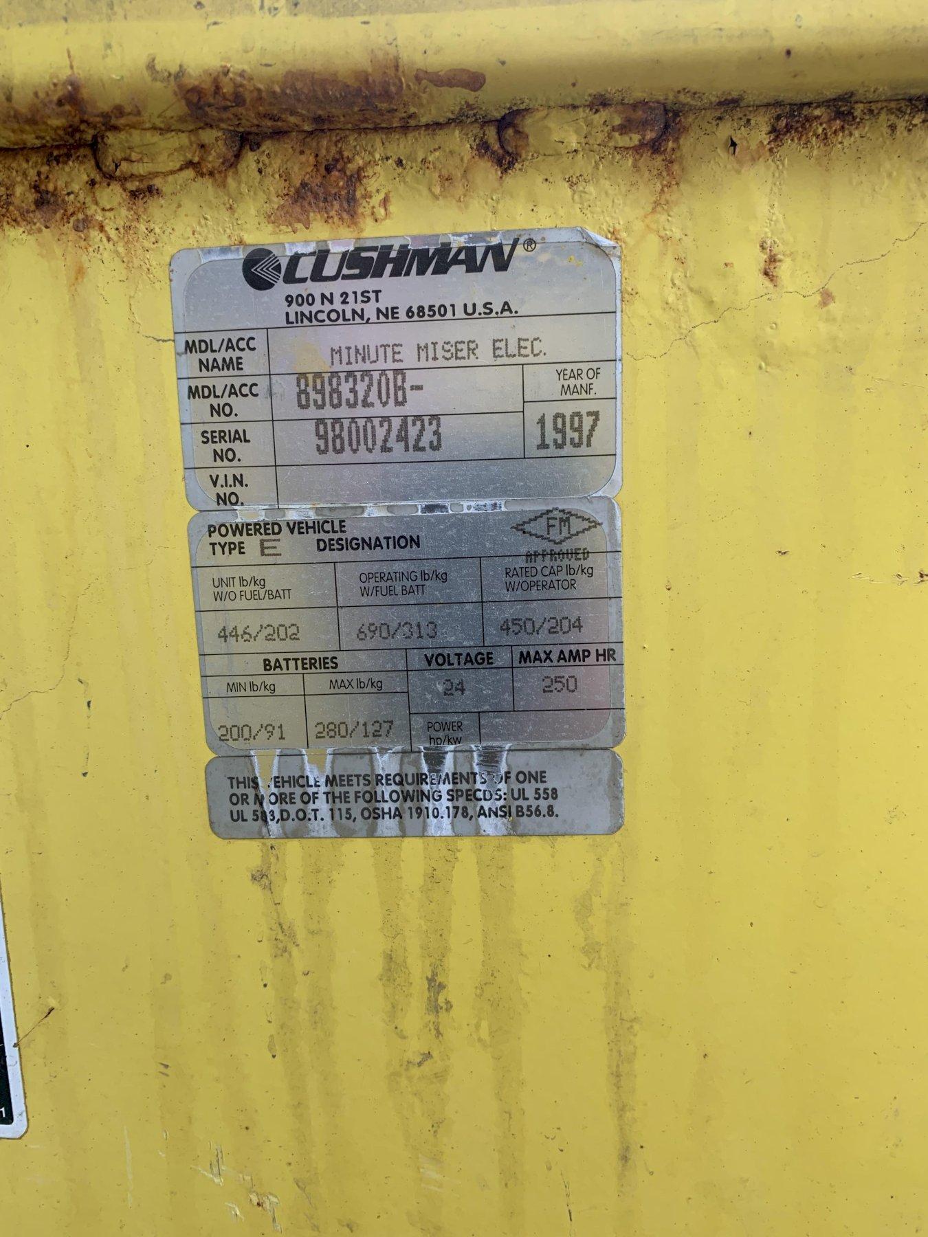 Cushman Yard Cart, S/N 98002423, 1997 - Image 6
