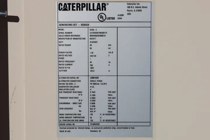 50 KW Caterpillar #DG50-2, generator, sound attenuated enclosure, 277/480 Volts, 2017, #090410 - Image 6
