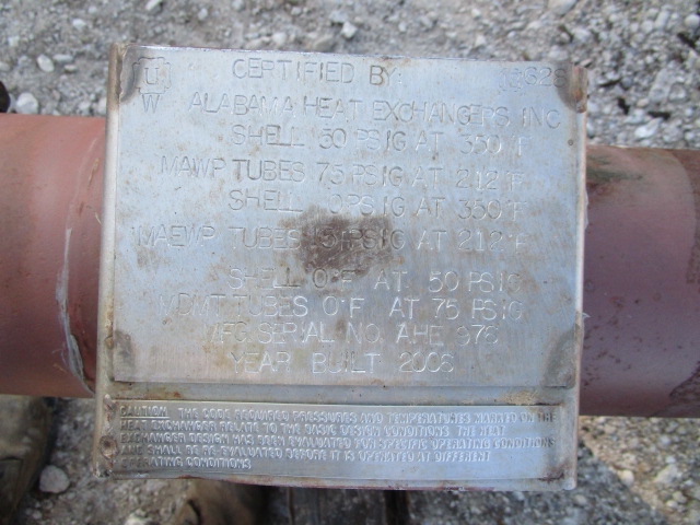 15 sq.ft., 50 psi shell, Alabama Heat Exchanger, 75FV psi @ 212 deg.F, 6" diameter x 5' 0" F/F, 2006 - Image 4