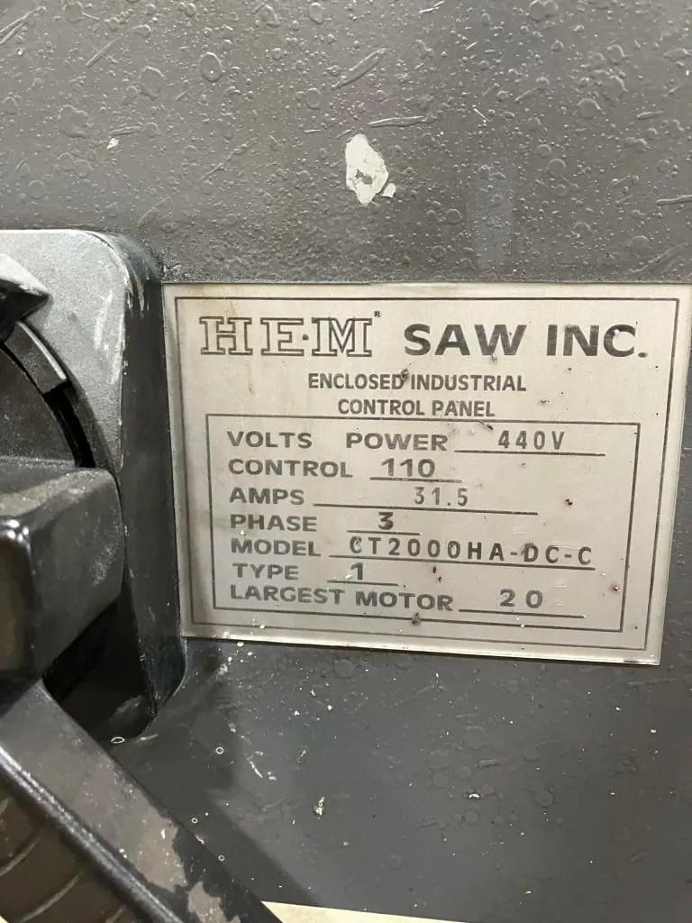 20" Hemsaw #CT2000HA-DC-C, double column band saw, 20" x 22' 2" blade, S/N 1012507,2007 - Image 6