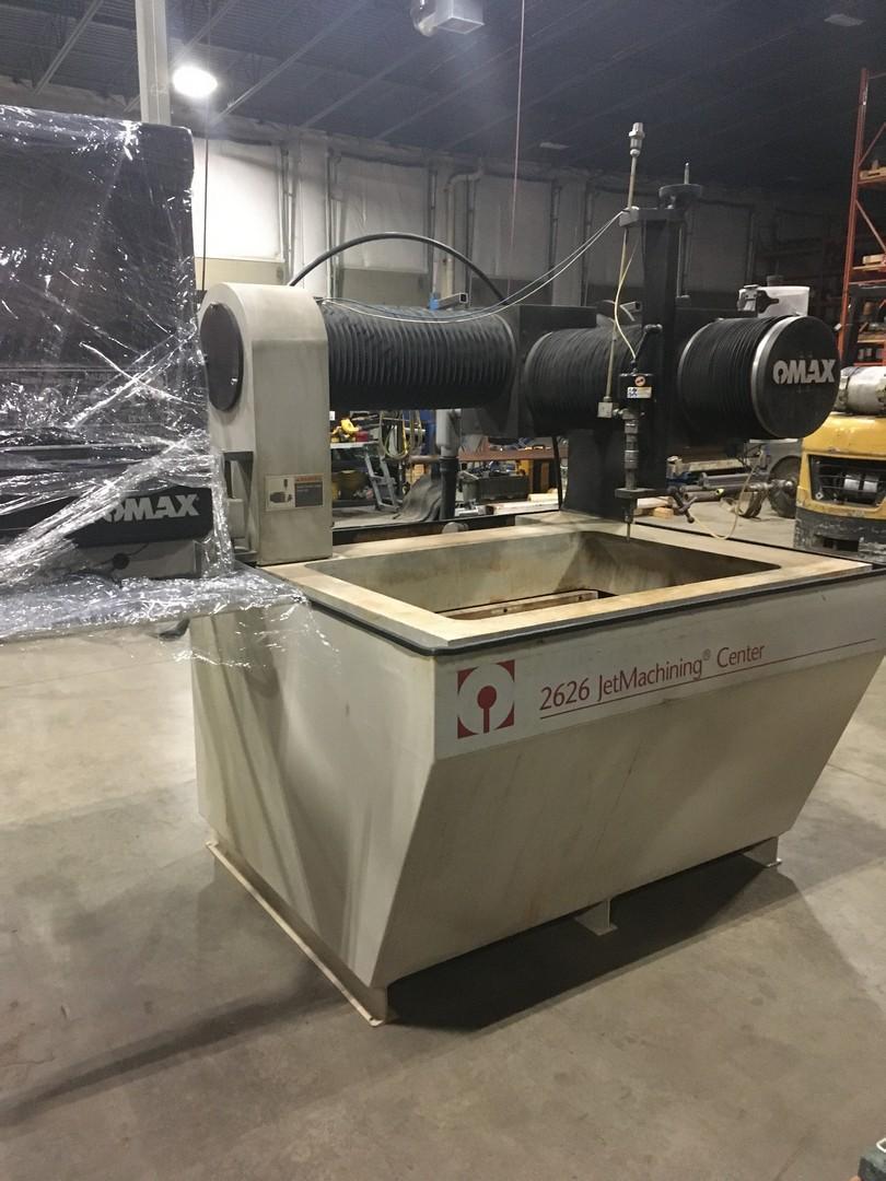 Omax #2626, waterjet cutters, 26" x 26" cutting area, 40000 psi pump pressure, 20 HP, hopper, 2002 - Image 1