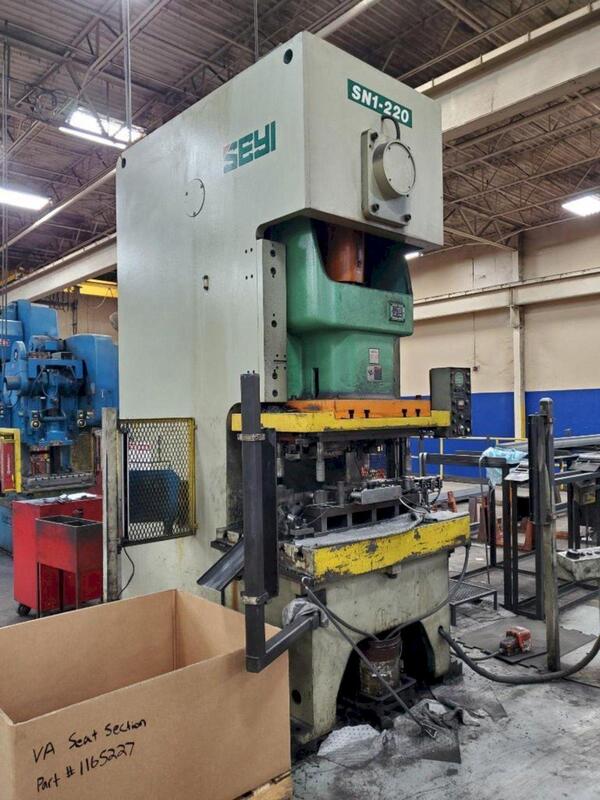 220 Ton, Seyi #SN1-220, single crank gap press, 8.66" stroke, 17.72" Shut Height, 4.33" adj., 25-55 SPM - Image 1