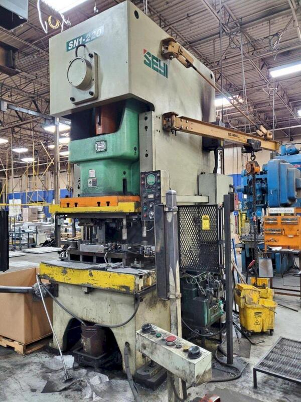 220 Ton, Seyi #SN1-220, single crank gap press, 8.66" stroke, 17.72" Shut Height, 4.33" adj., 25-55 SPM - Image 2