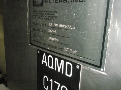 70 sq.ft., #36C-FRB010S-22.5, Dust Collector, 36" dia. housing, (10) 5" dia. x 5' L bags (2 available) - Image 4