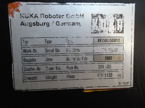 Kuka, KR-150, Industrial Robot, 6-Axes, 150 kg Payload, 1245 kg Robot, 106.3" H-Reach, qty. 2, 2002 - Image 6