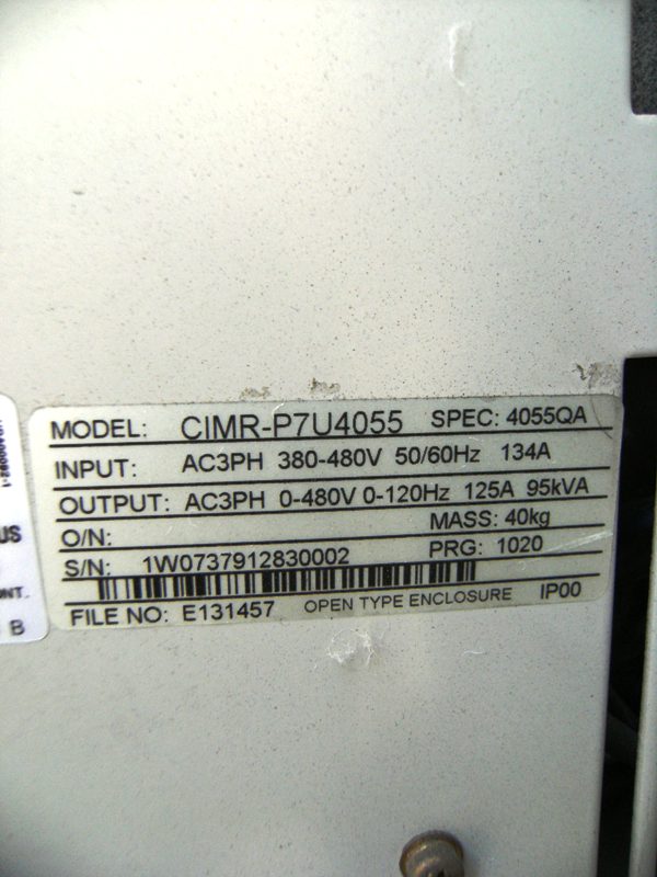 100 HP Yaskawa, CIMR-F7U4055, vari-speed drive, 380/480 Volts (2 available) - Image 8