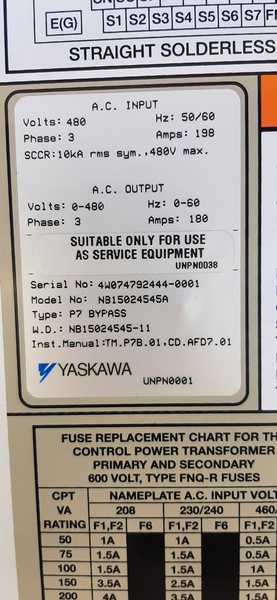 150 HP Yaskawa, BV15024545A, vari-speed drive, 480 Volts - Image 9