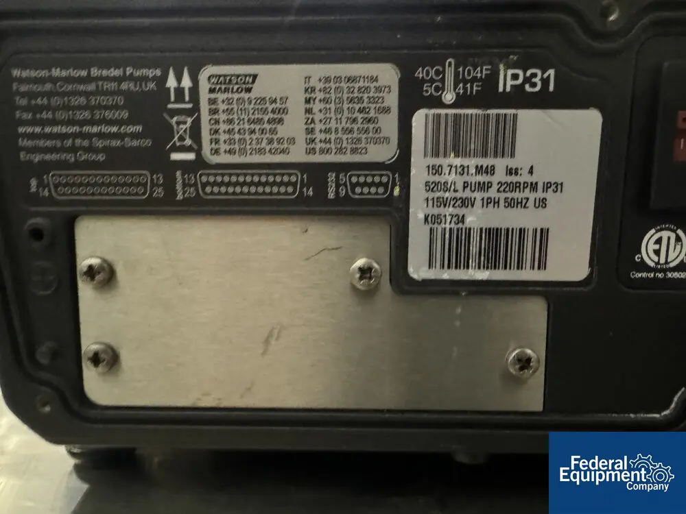 Watson Marlow 520S pump model 520S/L, S/N K051734 - Image 2