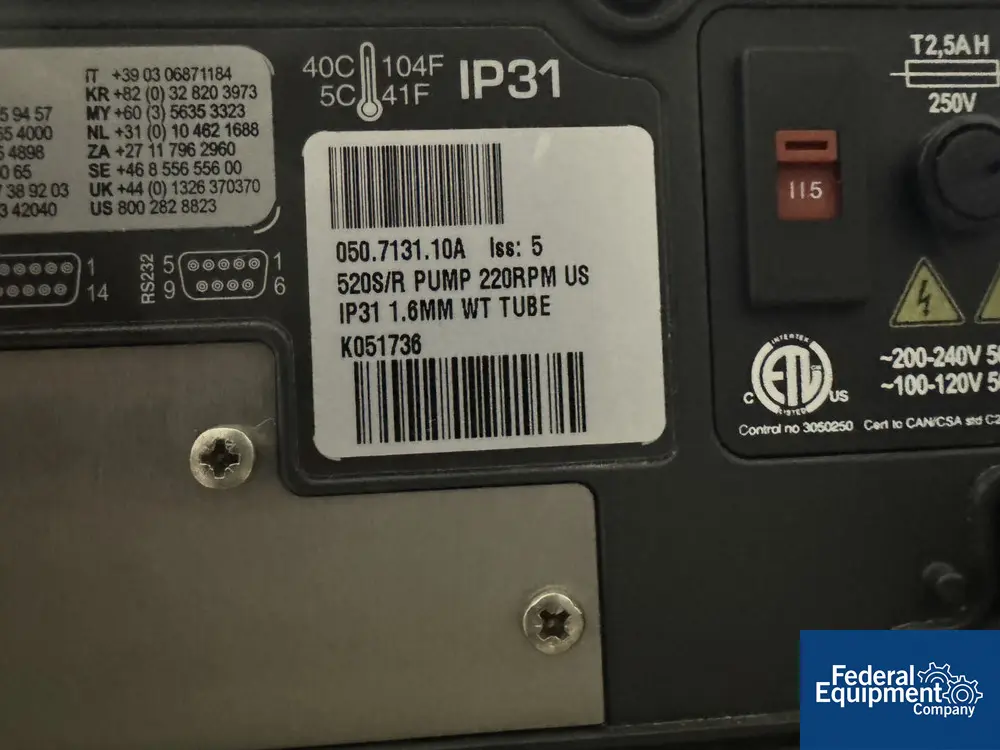 Watson Marlow 520S pump model 520S/R, S/N K051736 - Image 2