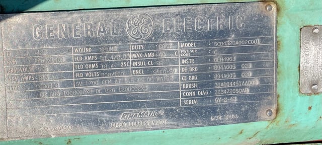 125 HP 400 RPM General Electric, Frame 4352, DPFVBB, 500 VA, 300/150 VF - Image 3