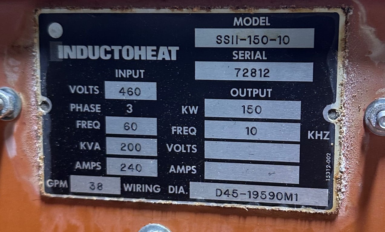150 KW InductoHeat, induction hardener, panelmate control, dual palm, scanning - Image 9