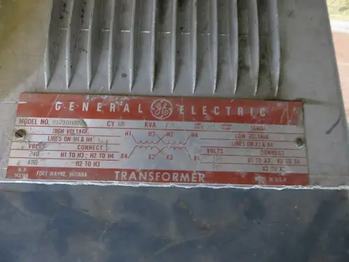 7.5 KVA 240/480 Primary, 120/240 Secondary, General Electric transformer, 1 yr warranty' - Image 9
