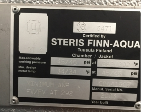 60" x 60" Finn Aqua #151521-DP-B-GMP-ABS5, Sterilizer, Stainless Steel, double door, 5' width x 5' H x 7' - Image 10