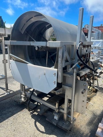 Nothum #FD-40, Stainless Steel Barrel Breader, 45" diameter x 48" L rotating chamber, (2) 25" L top & 50" L - Image 3