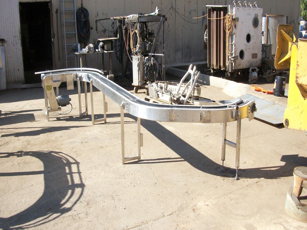 8" wide x 16' long, Pacific Conveyor, Conveyor, Stainless Steel frame, (2) 90 deg. Turns, 7' 4" L straight - Image 2