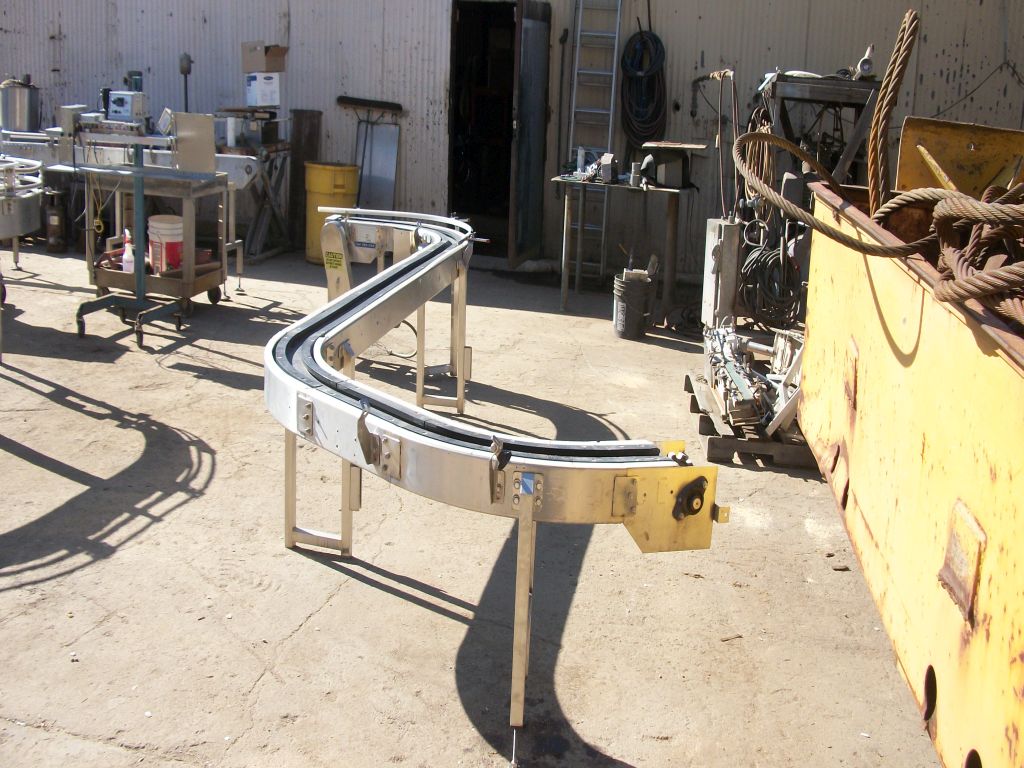 8" wide x 16' long, Pacific Conveyor, Conveyor, Stainless Steel frame, (2) 90 deg. Turns, 7' 4" L straight - Image 3